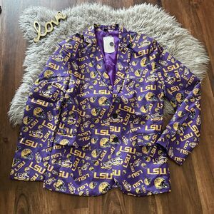 FOCO NCAA Licensed LSU Tigers Repeat Logo Purple Business Jacket Size 42 New